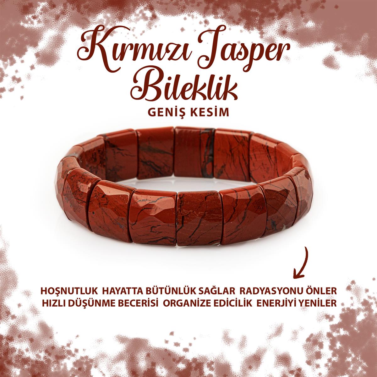 SERTİFİKALI Dragon Jasper Doğal Taş Balık Sırtı Geniş Kesim Bileklik