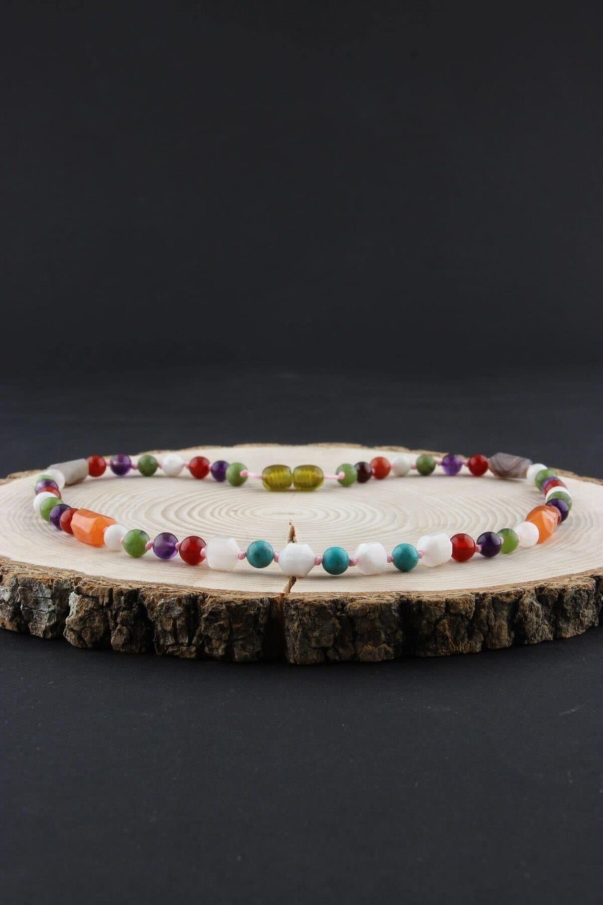 SERTİFİKALI Nazar Kolye- Yeşim-akik-ay Taşı-ametist-turkuaz