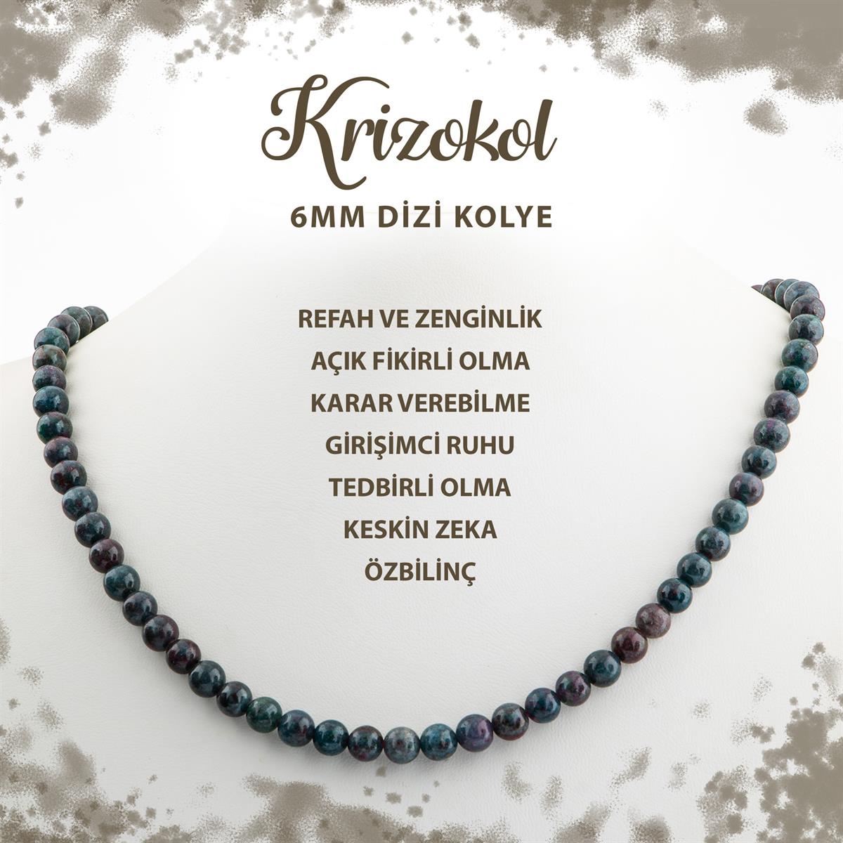 SERTİFİKALI Krizokol 6 mm Dizi Doğal Taş Kolye