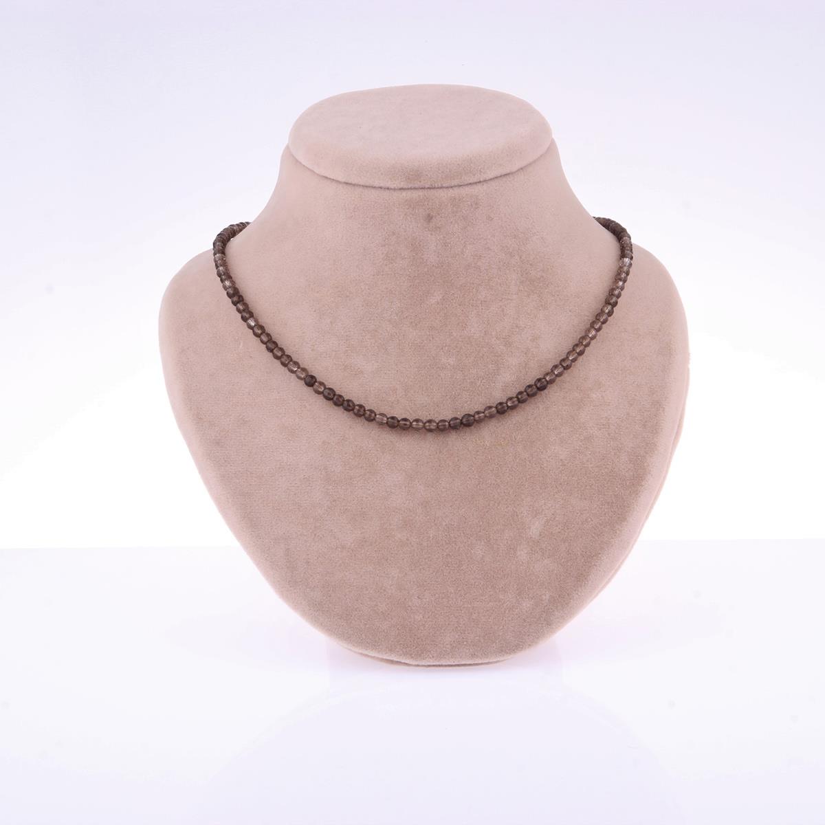 SERTİFİKALI Dumanlı Kuvars  Orjinal ( Taşlar) Doğaltaş Kolye 3 mm - M402