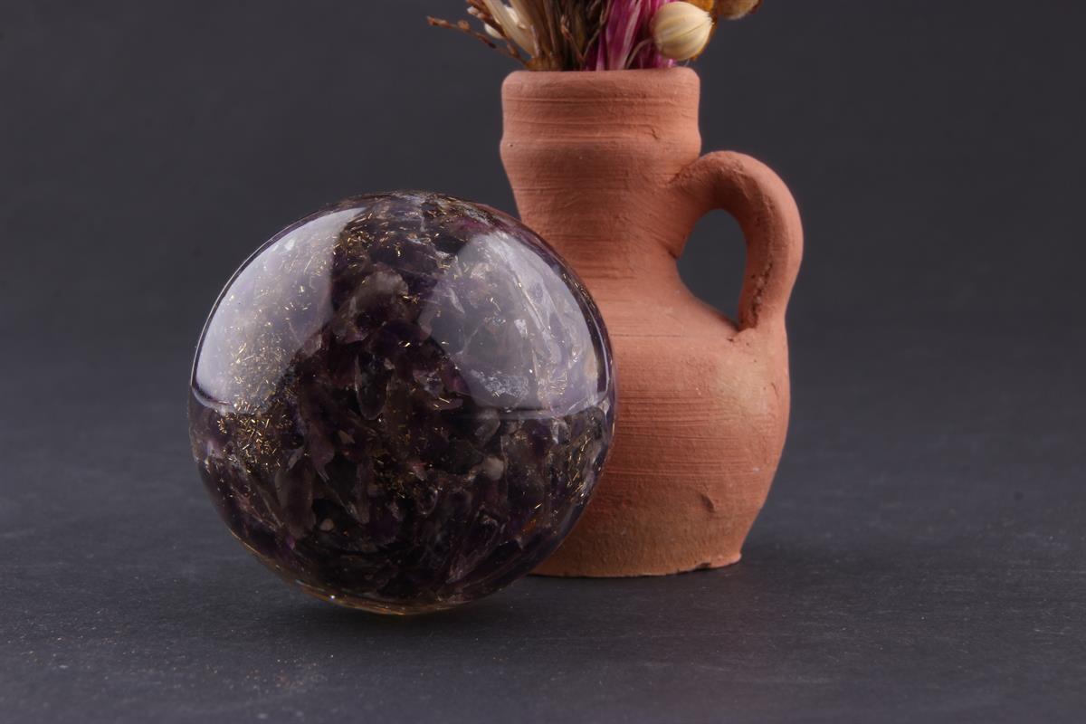 SERTİFİKALI Ametist  Orjinal ( Taşlar) Doğaltaş Küre 5 cm, D007