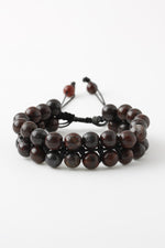 SERTİFİKALI Jasper Doğaltaş Bileklik, Jasper Doğal Taş Çift Sıra Makrome Bileklik (8mm) B1083