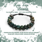 SERTİFİKALI Kan Taşı 8mm Çift Sıra Makrome Doğal Taş Bileklik