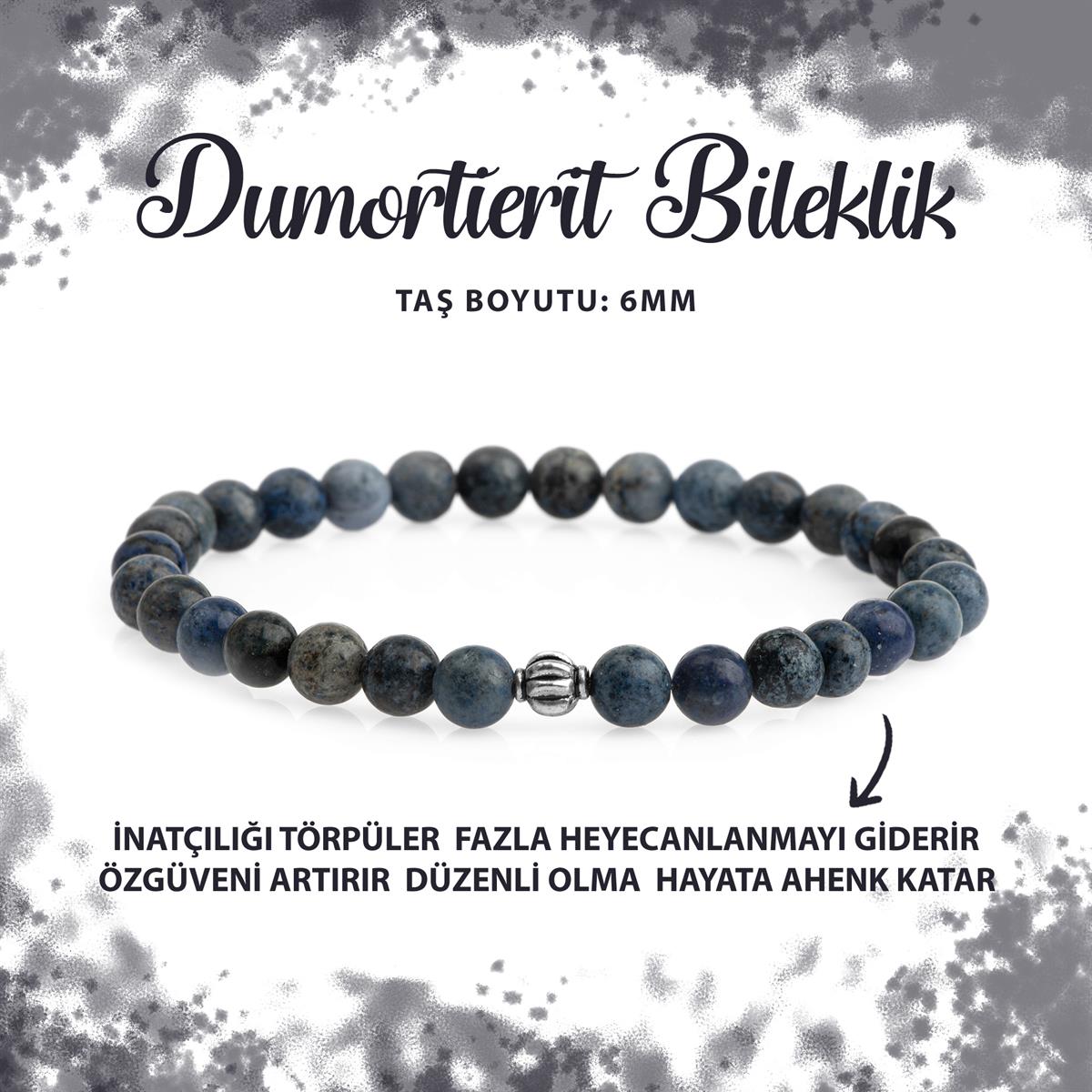 SERTİFİKALI Dumortierit 6mm Doğal Taş Bileklik