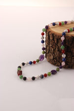 SERTİFİKALI Aventurin-Pembe Kuvars-Obsidyen-Lapis-Havlit-Yeşim-Ametist Kız Öğrenci Kolye