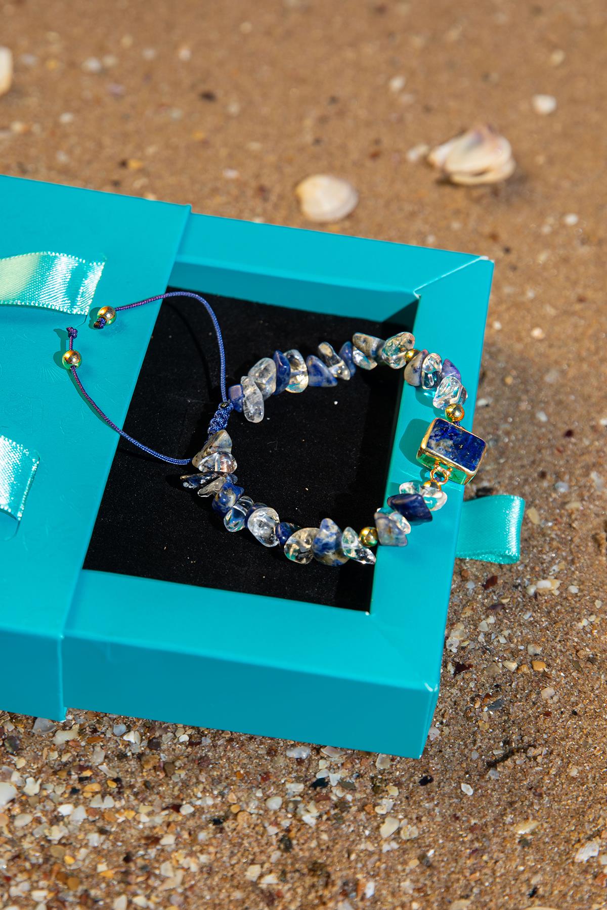 Sertifikalı Doğal Taşlı Rahat Uyku Bilekliği, 925 Ayar Gümüş, Lapis Lazuli, Kristal Kuvars