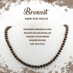 SERTİFİKALI Bronzit 6 mm Dizi Doğal Taş Kolye