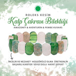 SERTİFİKALI Kalp Çakrası Doğal Taş Geniş Kesim Bileklik