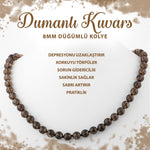 SERTİFİKALI Dumanlı Kuvars 8 mm Düğümlü Doğal Taş Kolye