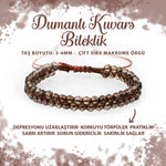 SERTİFİKALI Dumanlı Kuvars 3-4mm Çift Sıra Doğal Taş Bileklik