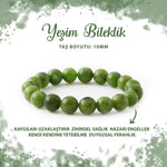 SERTİFİKALI Yeşim 10mm Doğal Taş Bileklik