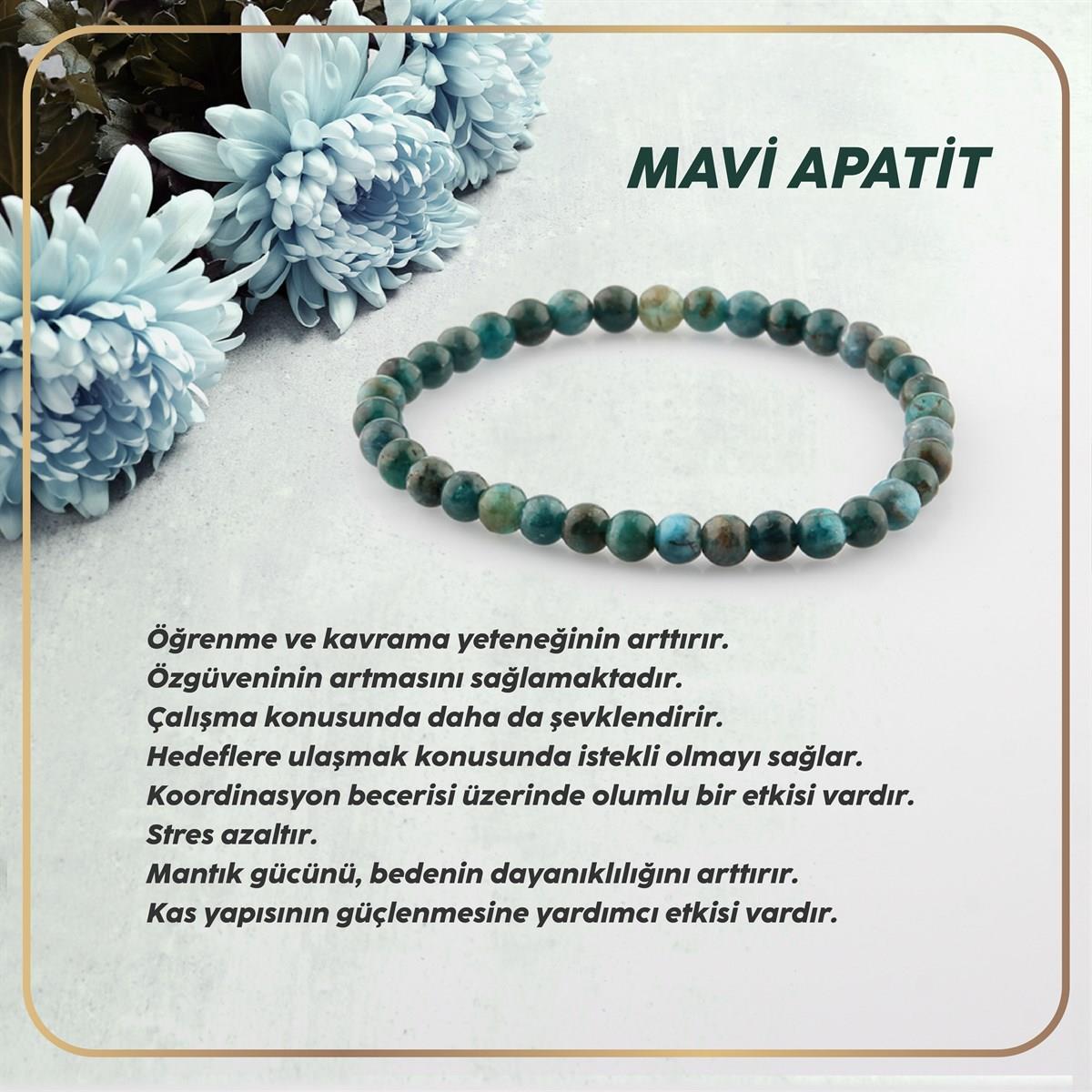 SERTİFİKALI Mavi Apatit  Orjinal ( Taşlar) Doğaltaş Bileklik 6mm B094
