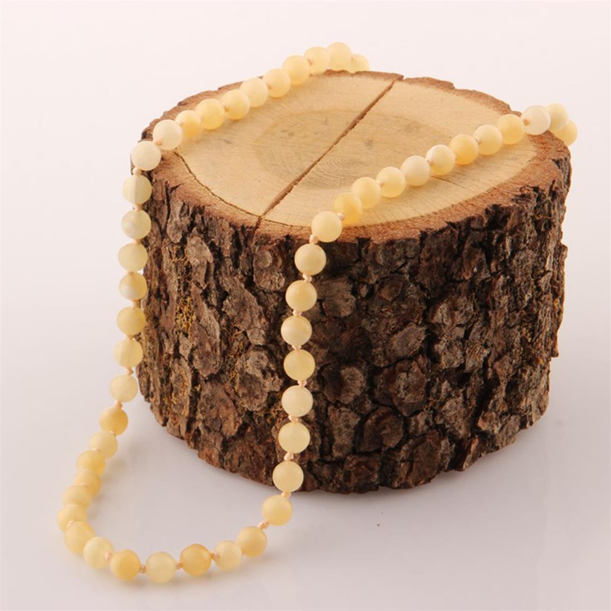 SERTİFİKALI Kalsit  Orjinal ( Taşlar) Doğaltaş Düğümlü Kolye 6 mm, M170