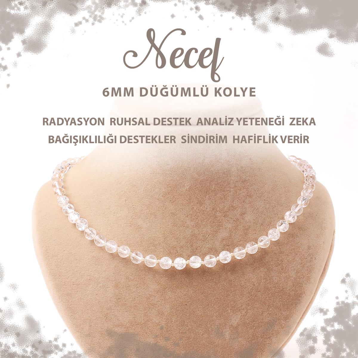 SERTİFİKALI Necef 6 mm Düğümlü Doğal Taş Kolye