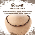 SERTİFİKALI Bronzit 6 mm Düğümlü Doğal Taş Kolye