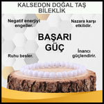 SERTİFİKALI Kalsedon  Orjinal ( Taşlar) Doğaltaş Bileklik 6 mm - B826