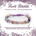 SERTİFİKALI Mor Florit 3-4mm Çift Sıra Doğal Taş Bileklik