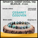 SERTİFİKALI İspanyol Varisit  Orjinal ( Taşlar) Doğaltaş Bileklik 8 mm - B861