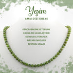 SERTİFİKALI Yeşim 6 mm Dizi Doğal Taş Kolye