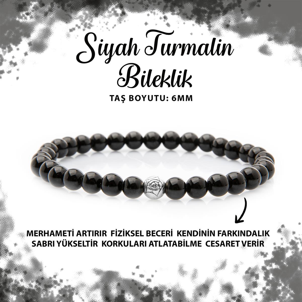 SERTİFİKALI Siyah Turmalin 6mm Doğal Taş Bileklik