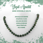 SERTİFİKALI Yeşil Apatit 8 mm Düğümlü Doğal Taş Kolye