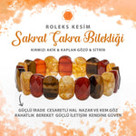 SERTİFİKALI Sakral Çakra Doğal Taş Geniş Kesim Bileklik