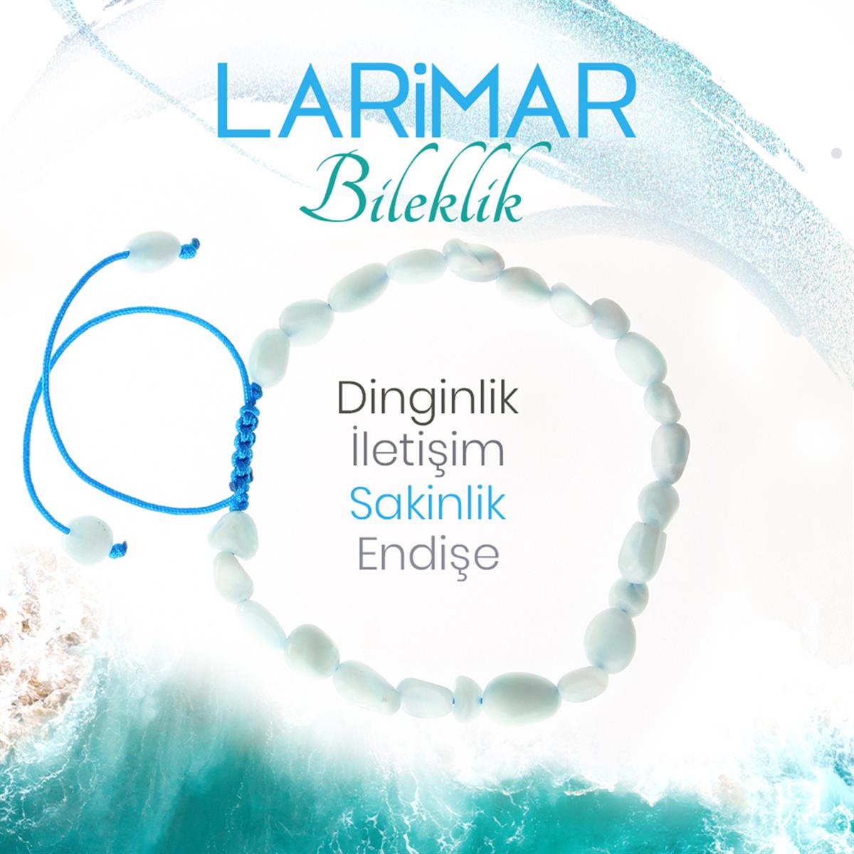 SERTİFİKALI Larimar  Orjinal ( Taşlar) Doğaltaş Bileklik 8 mm, B985