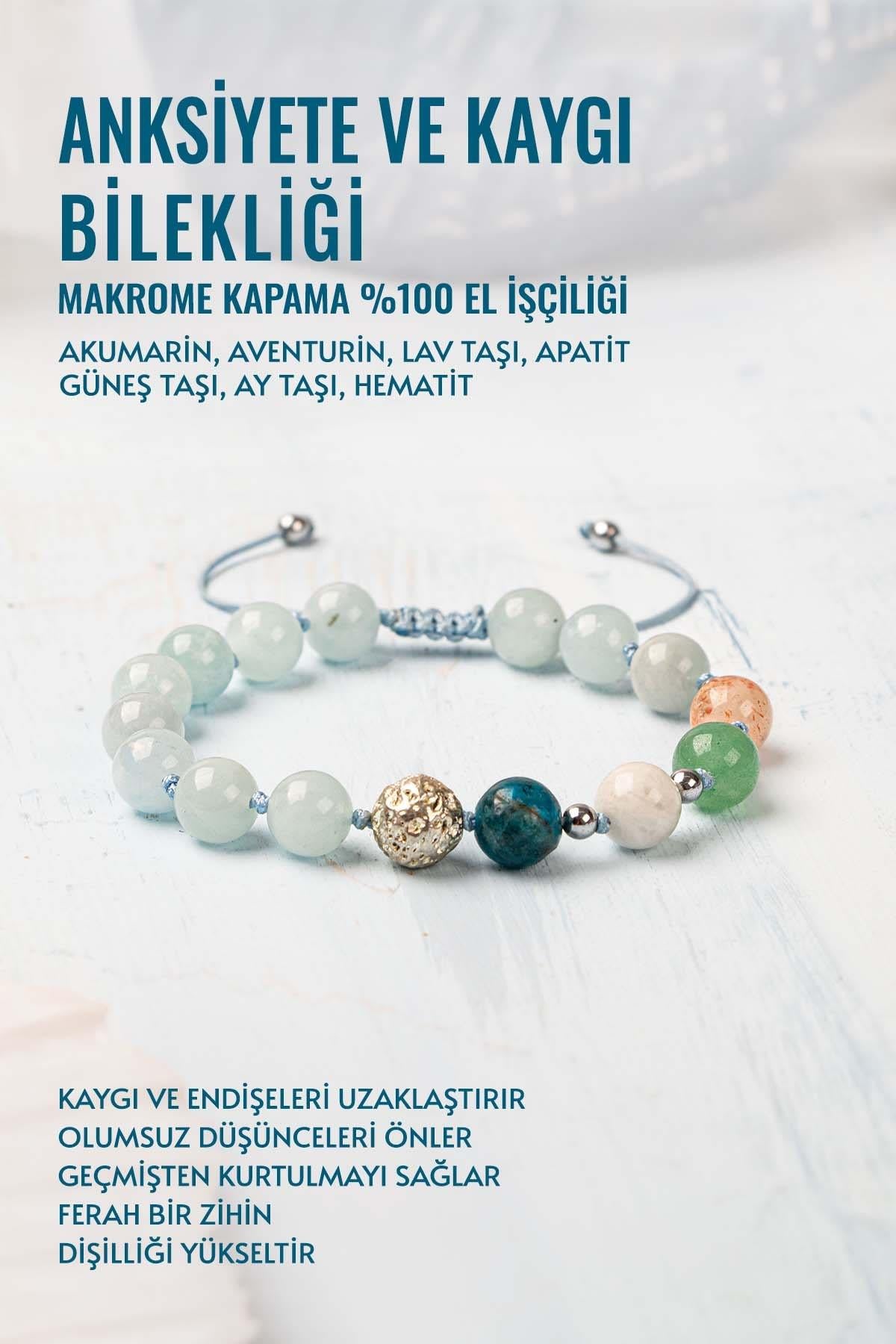 Sertifikalı Anksiyete ve Kaygı Bilekliği Makrome Kapama Bileklik