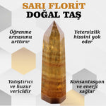 SERTİFİKALI Sarı Florit  Orjinal ( Taşlar) Doğaltaş Piramit 8 cm, 87 gr, D007