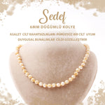 SERTİFİKALI Sedef 6 mm Düğümlü Doğal Taş Kolye