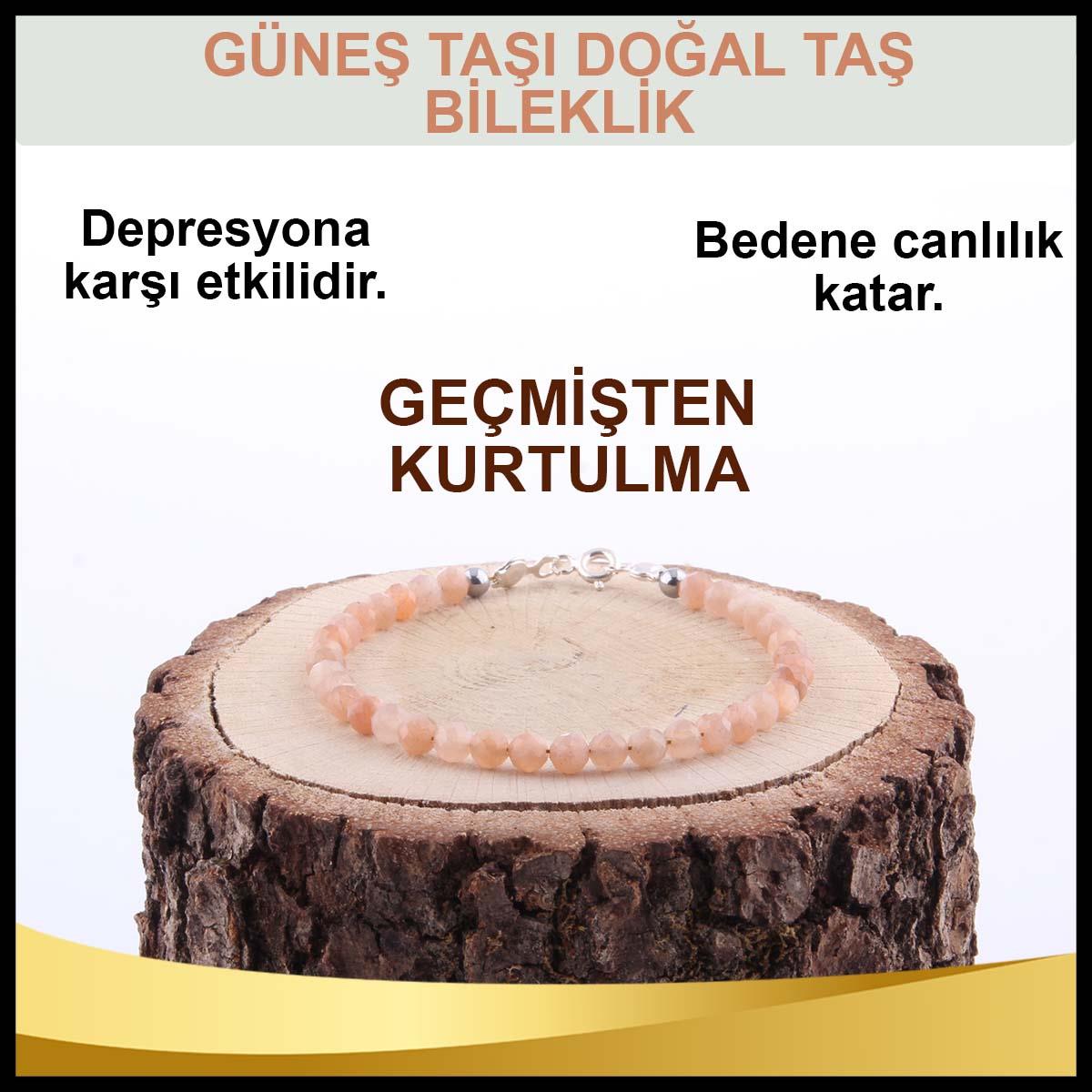 SERTİFİKALI Güneş Taşı  Orjinal ( Taşlar) Doğaltaş Bileklik 3 mm - B812