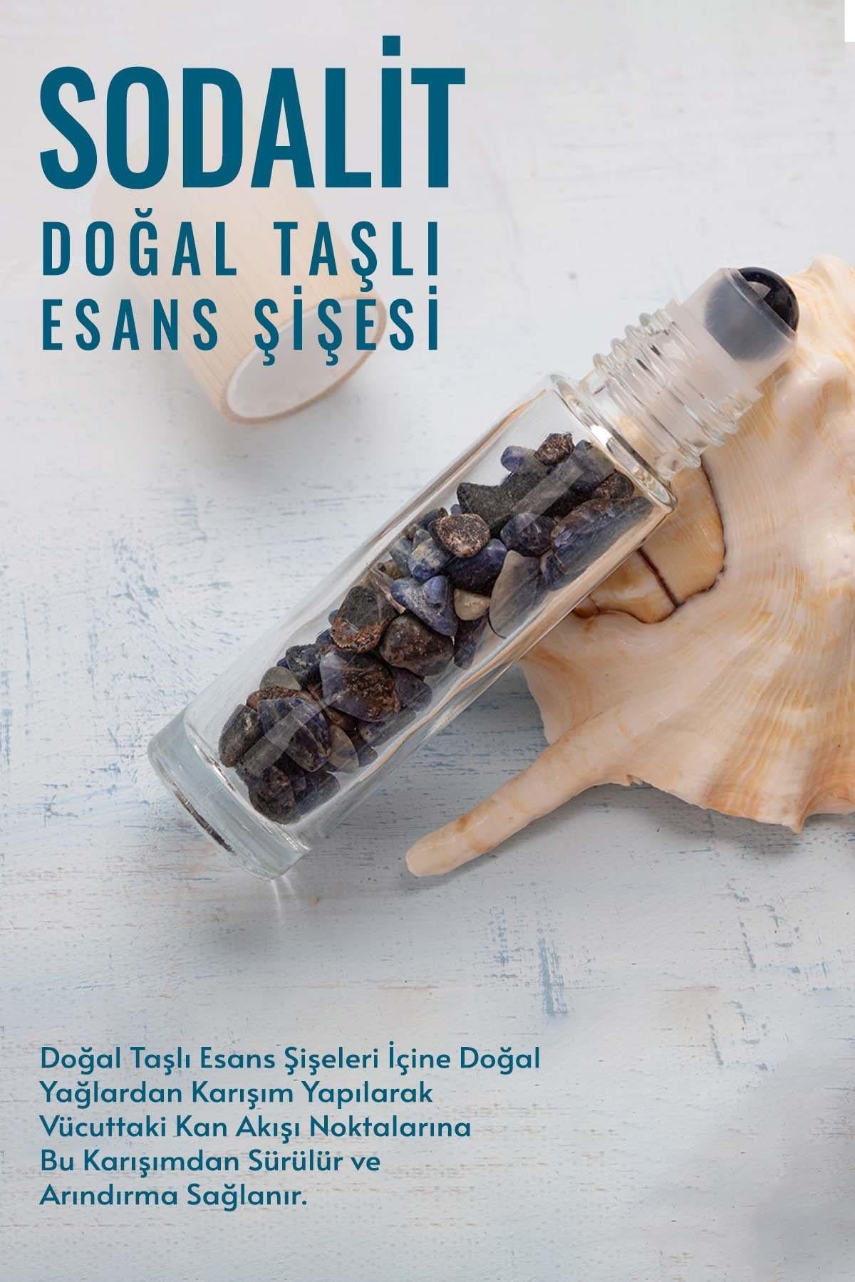 Sertifikalı Sodalit Doğal Taşlı Esans Şişesi 10cc ( Kendi Kokunu Doldur ve Kullan)