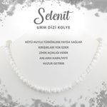 SERTİFİKALI Selenit 6 mm Dizi Doğal Taş Kolye