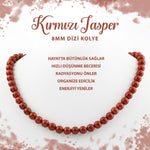 SERTİFİKALI Dragon Jasper 8 mm Dizi Doğal Taş Kolye
