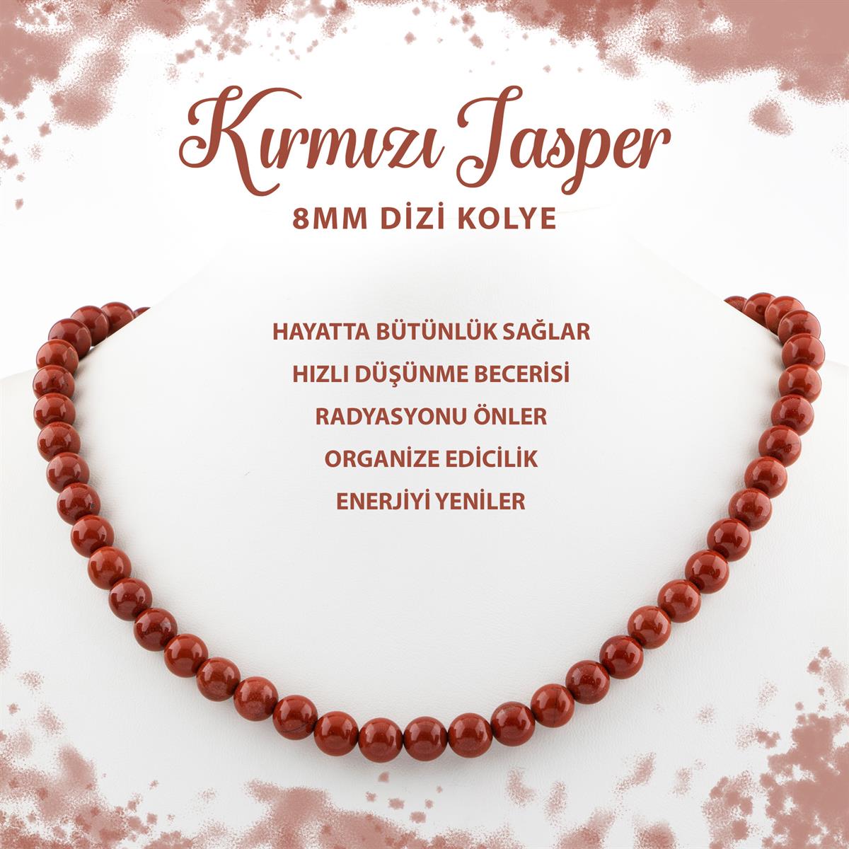 SERTİFİKALI Dragon Jasper 8 mm Dizi Doğal Taş Kolye