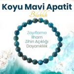 SERTİFİKALI Koyu Mavi Apatit  Orjinal ( Taşlar) Doğaltaş Bileklik 6 mm, B978