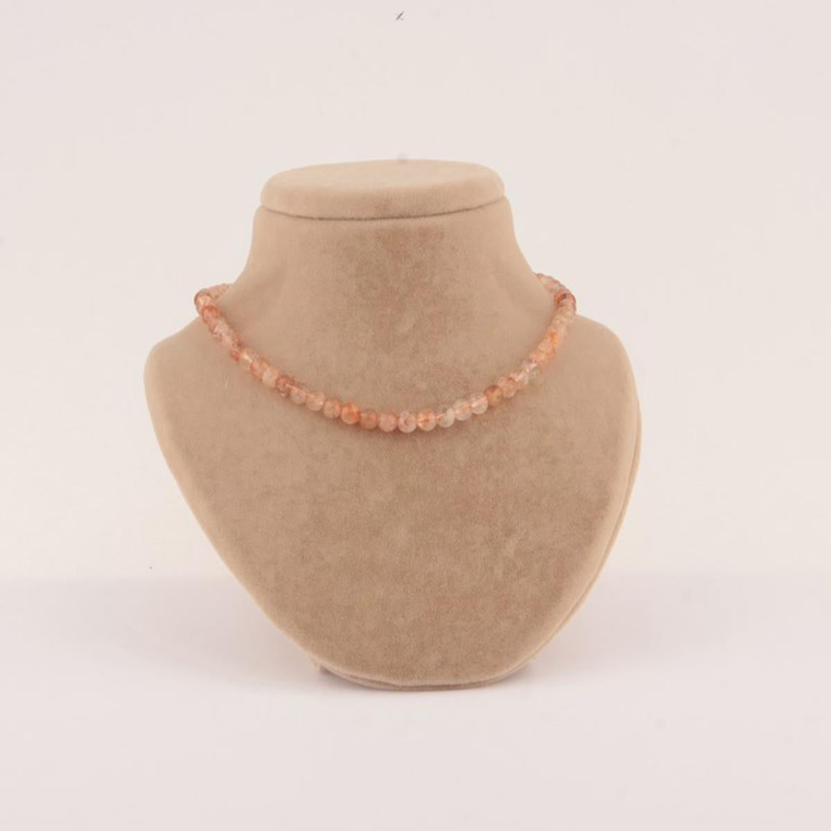 SERTİFİKALI Güneş Taşı  Orjinal ( Taşlar) Doğaltaş Düğümsüz Kolye 6 mm, M153