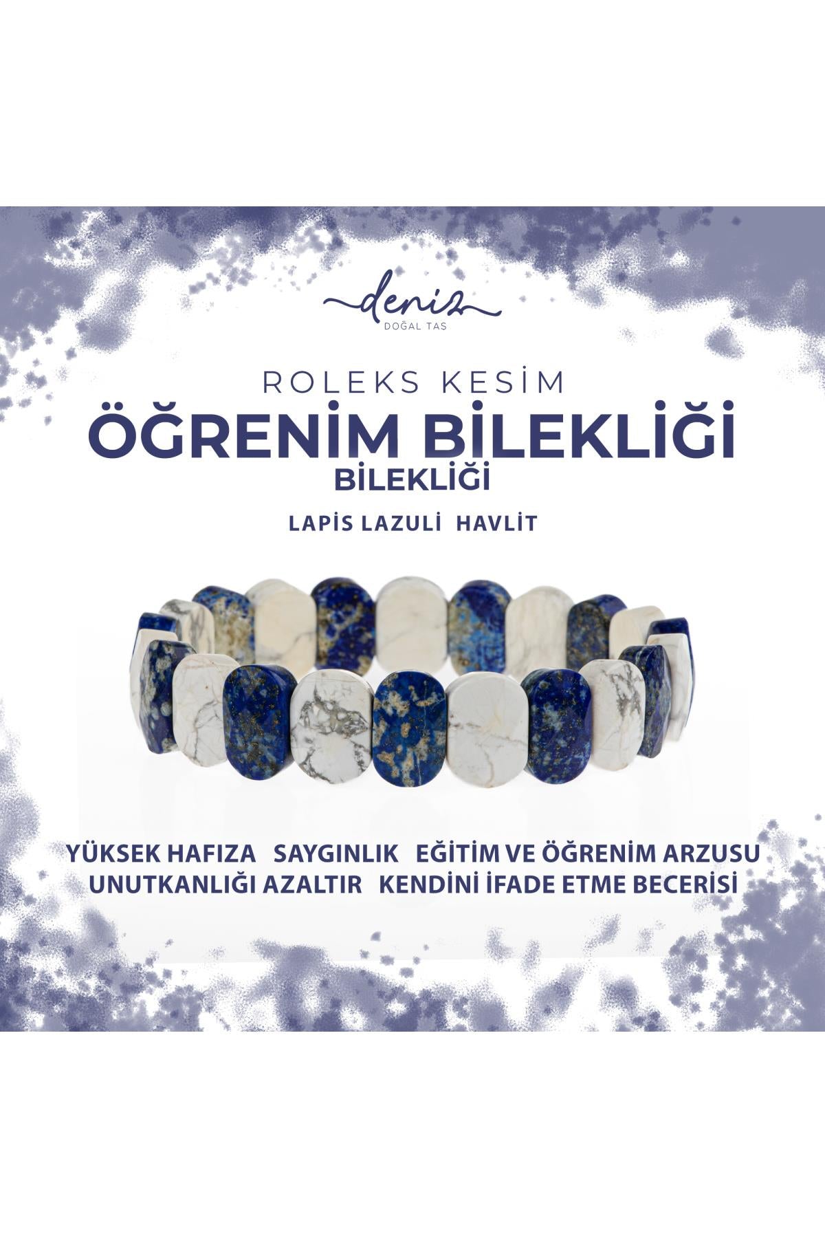 SERTİFİKALI Öğrenim Doğal Taş Geniş Kesim Bileklik