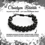 SERTİFİKALI Golden Obsidyen 8mm Çift Sıra Makrome Doğal Taş Bileklik