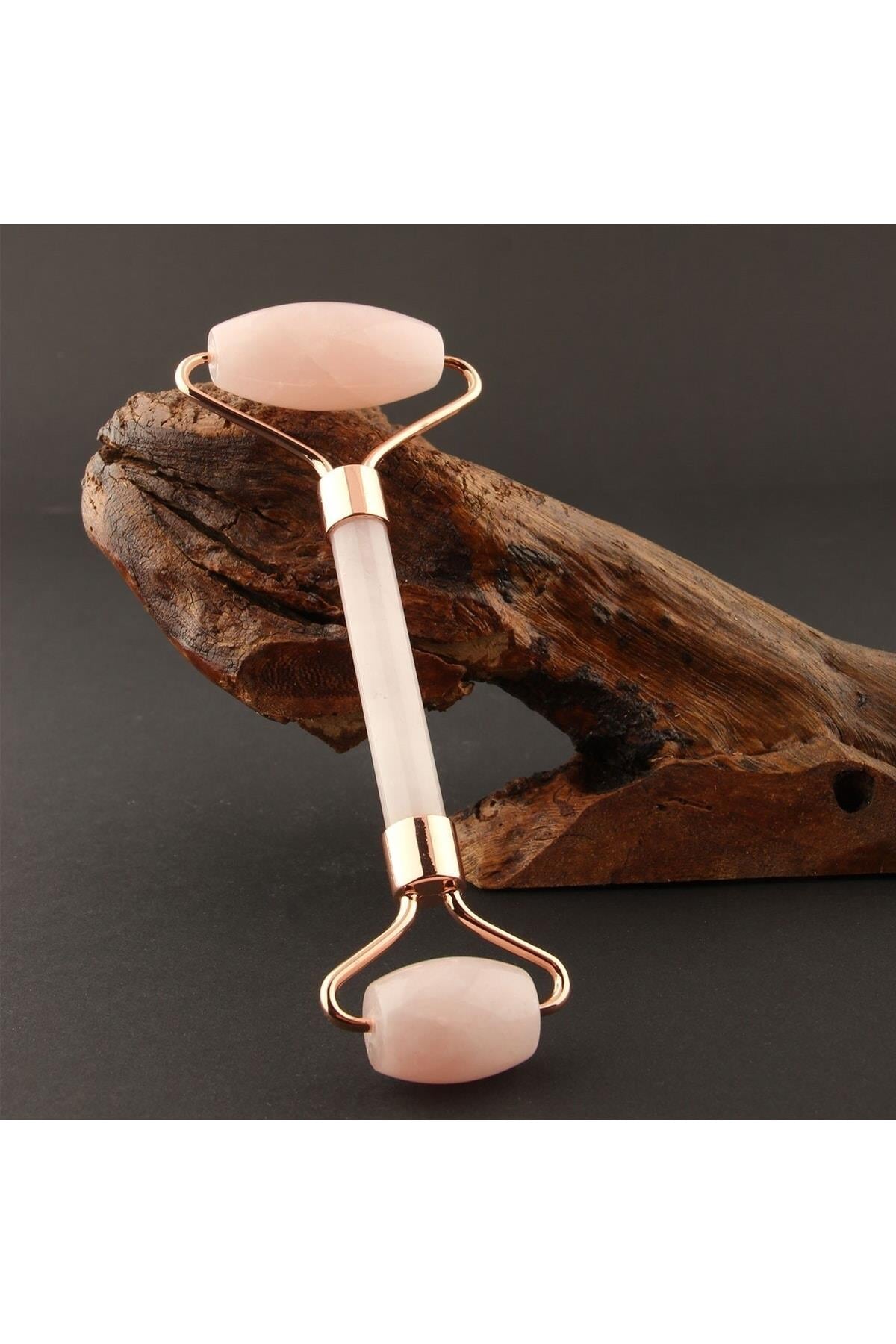 SERTİFİKALI Pembe Kuvars Doğal Taşı roller Masaj Aleti - 15 X 6 Cm Ma038