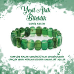 SERTİFİKALI Yeşil Akik Doğal Taş Geniş Kesim Bileklik
