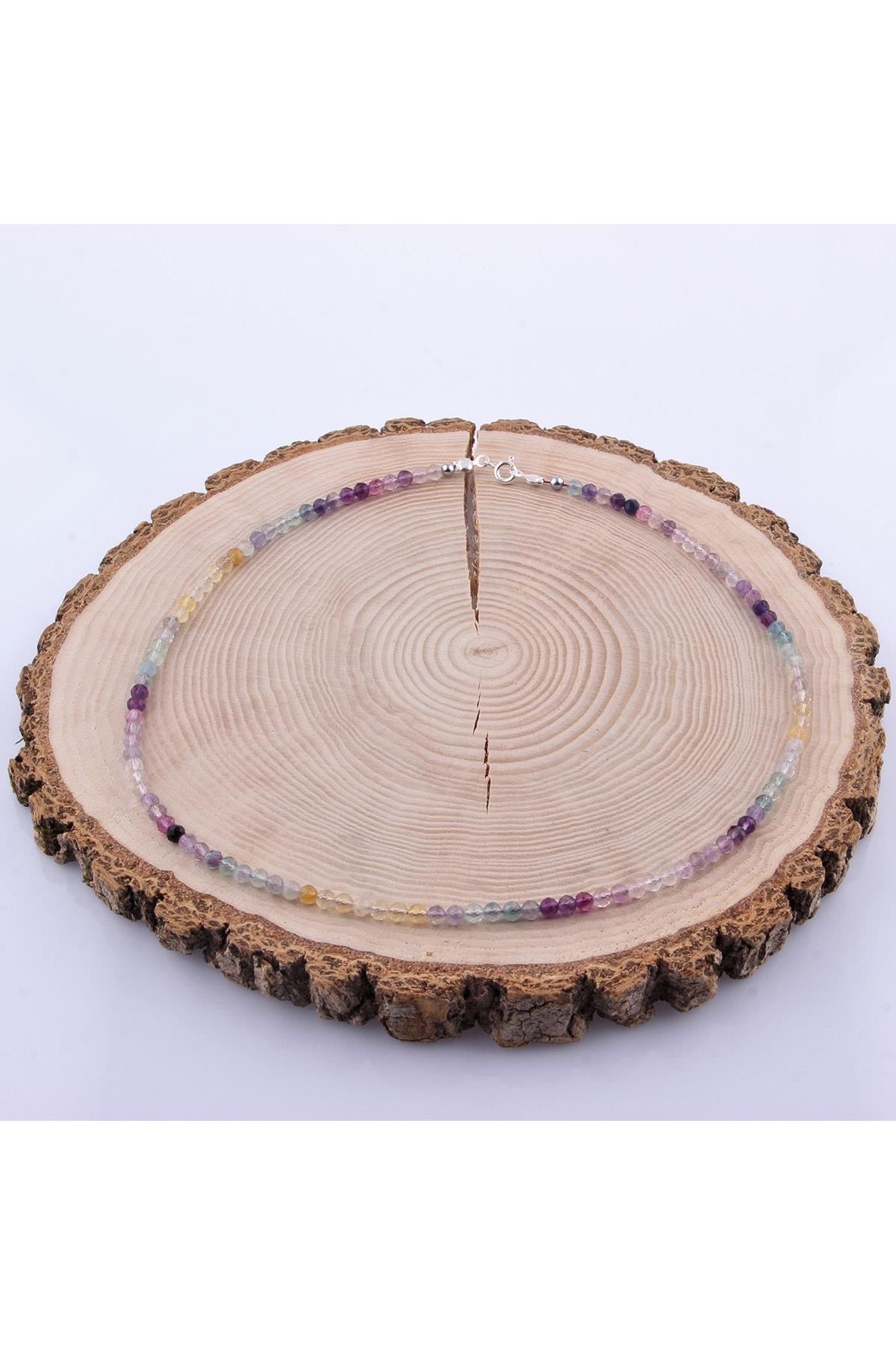 SERTİFİKALI Florit  Orjinal ( Taşlar) Doğaltaş Kolye 3 Mm - M400