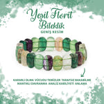 SERTİFİKALI Yeşil Florit Doğal Taş Geniş Kesim Bileklik