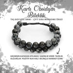 SERTİFİKALI Karlı Obsidyen 8mm Çift Sıra Makrome Doğal Taş Bileklik