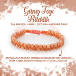 SERTİFİKALI Güneş Taşı 3-4mm Çift Sıra Doğal Taş Bileklik