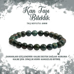 SERTİFİKALI Kan Taşı 8mm Doğal Taş Bileklik