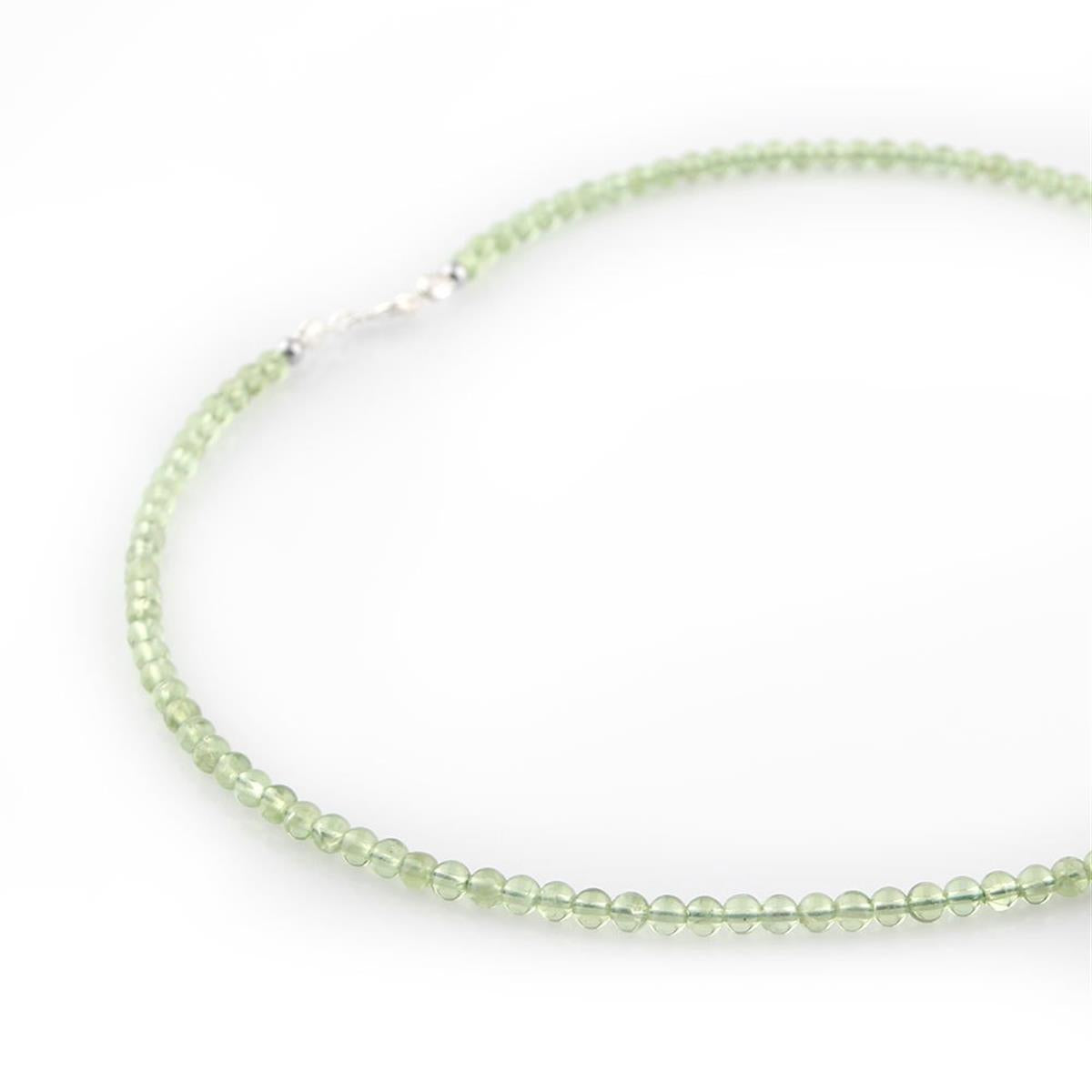 SERTİFİKALI Yeşil Zebercet  Orjinal ( Taşlar) Doğaltaş Kolye 40cm - 4mm