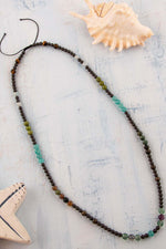 Sertifikalı Kova Burcu Doğal Taş Kolye (Kaplan Gözü-Akuamarin-Yeşim-Amazonit-Pirit-Florit-Hematit)