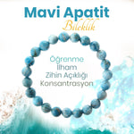 SERTİFİKALI Mavi Apatit  Orjinal ( Taşlar) Doğaltaş Bileklik 8 mm, B991