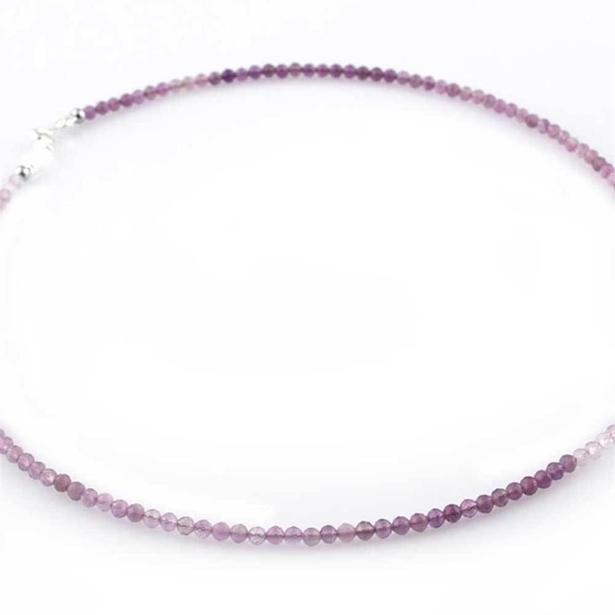 SERTİFİKALI Ametist  Orjinal ( Taşlar) Doğaltaş Kolye 40cm - 4mm
